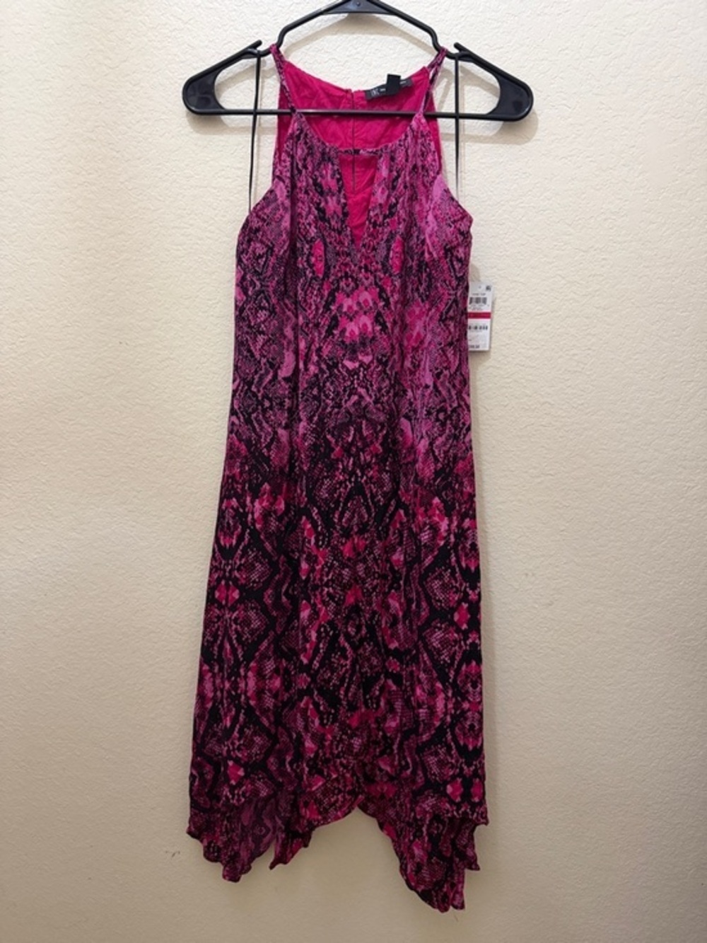 Sleeveless Pink Snake-Print Midi Dress